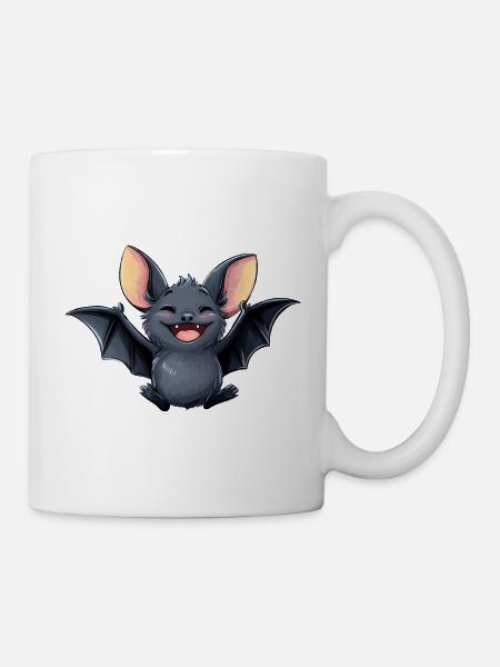 Fledermaus, nachtaktives Tier an Halloween - Tasse - Weiß