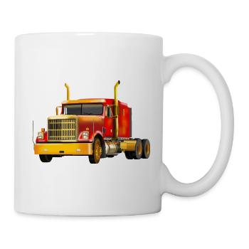 Kraftvoller Gelb-Roter Truck - Tasse - Weiß - Rechts