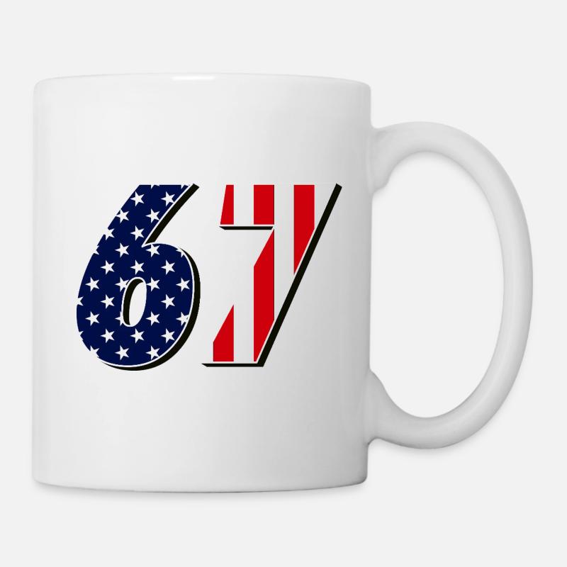 Siebenundsechzig, 67, 6, 7 - Tasse - Weiß
