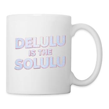 Delulu Is The Solulu 3D Silber Typografie - Tasse - Weiß - Rechts