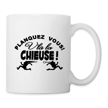 Planquez vous voilà la Chieuse Humour - Mug blanc - blanc - Droite