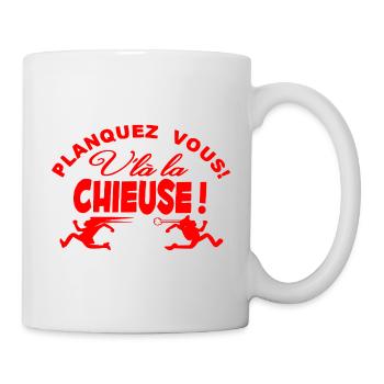 Planquez-vous voilà la Chieuse Humour Cadeau - Mug blanc - blanc - Droite