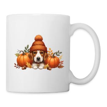 Dog With Pumpkin And Leaves Autumn Design - Mug - white - Right