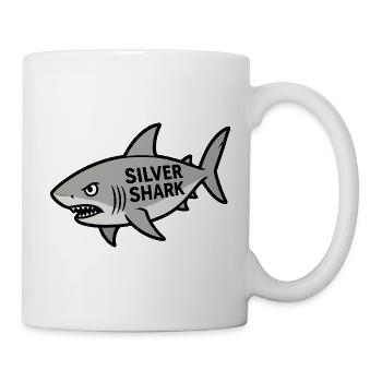 Cartoon Silver Shark Text Hai Fisch böse Meer - Tasse - Weiß - Rechts