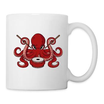 Funny Octopus Drummer Cool Percussion Musician Dad - Mug - white - Right