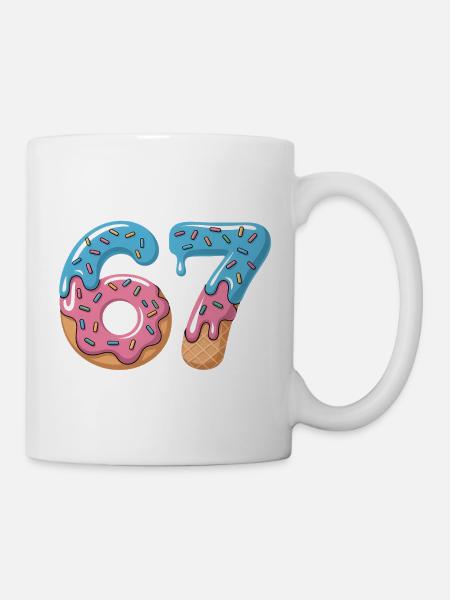 Donutzahlen 6 und 7 - Tasse - Weiß