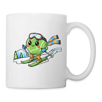 Skiende Wassermelone Kawaii Wintersport Spaß - Tasse - Weiß - Rechts