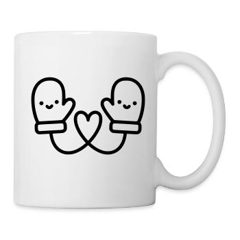 Süße Handschuhe mit Herz | Winter Liebe - Tasse - Weiß - Rechts