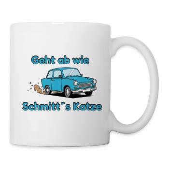 Geht ab wie Schmitts Katze DDR-Auto - Tasse - Weiß - Rechts