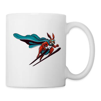 Skifahrender Superhase Mit Cape Und Skibrille - Tasse - Weiß - Rechts