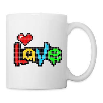 Pixel Art Heart - LIEBE in vier Farben - Tasse - Weiß - Rechts