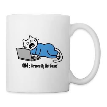 404: Persönlichkeit nicht gefunden, Katzenzeichnung - Tasse - Weiß - Rechts