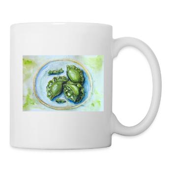 Vibrant Green Dumplings: Watercolor Food Art - Mug - white - Right