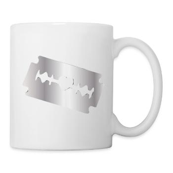 Rasierklingen-Illustration mit Herzmotiv - Tasse - Weiß - Rechts