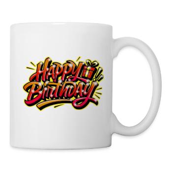 Graffiti HAPPY BIRTHDAY Namensgeschenk ideal - Tasse - Weiß - Rechts