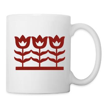 Rote Tulpen-Chinesisches Papierschnittmuster - Tasse - Weiß - Rechts