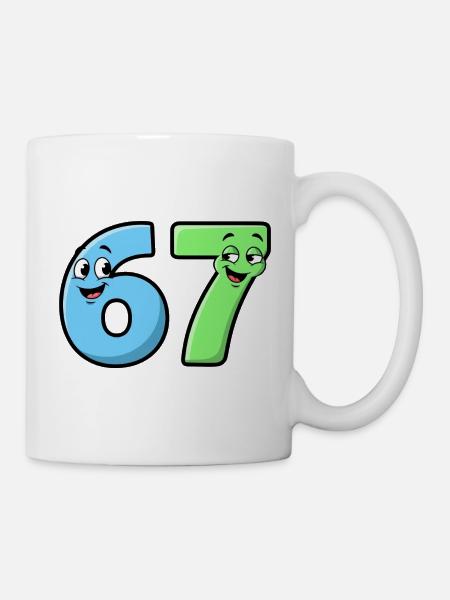 6 7 Meme – Lustige Cartoon Zahlen - Tasse - Weiß