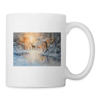 Majestätische Hirsche im Winterwald  - Tasse - Weiß - Rechts