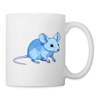Blauer Low-Poly Maus - Tasse - Weiß - Rechts