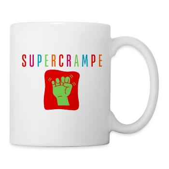 Green fist on multicolored red background - Mug - white - Right