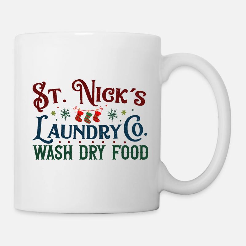 St Nick's Laundry Co. Festive Logo - Tasse - Weiß