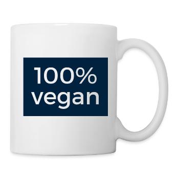 100 % vegan - Design in blau und weiß - Tasse - Weiß - Rechts