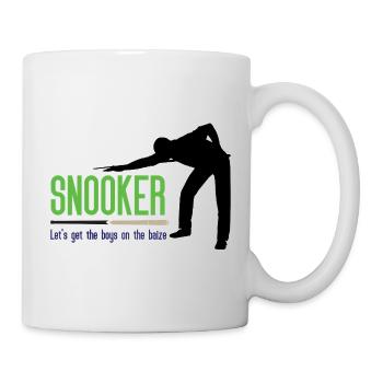 Snooker – Lasst uns die Jungs auf die Bühne bringen - Tasse - Weiß - Rechts
