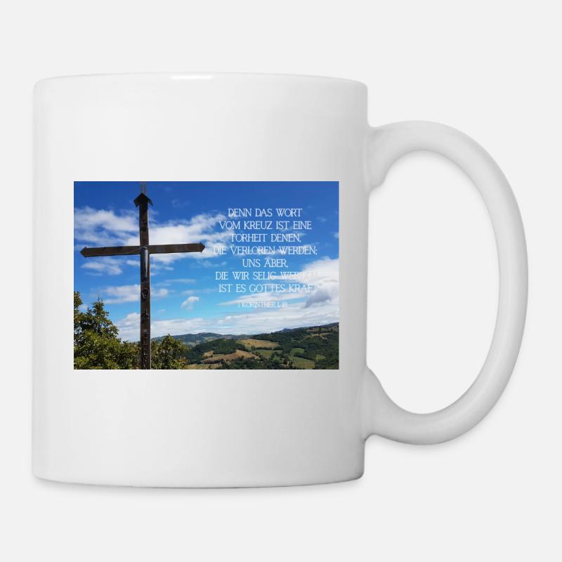 Stations du Croix au-dessus d’un paysage montagneux - Mug blanc - blanc