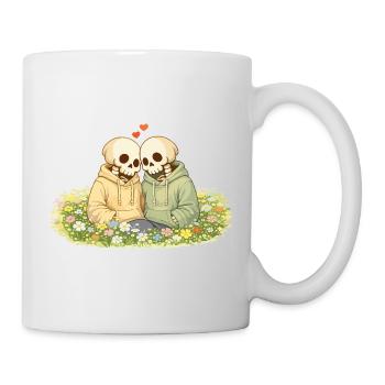 Cozy Skeleton Couple on Flower Meadow – Near - Mug - white - Right