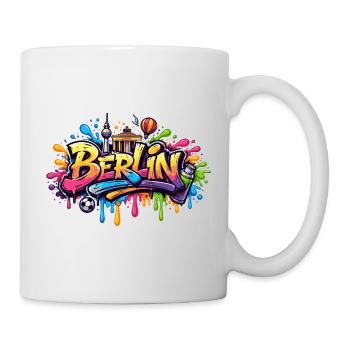 Berlin Graffiti Schriftzug mit Farbeffekten - Tasse - Weiß - Rechts
