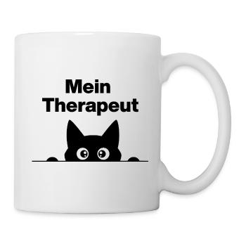 MEIN THERAPEUT IST MEINE KATZE! 😻 FELLNASE PFOTE - Tasse - Weiß - Rechts