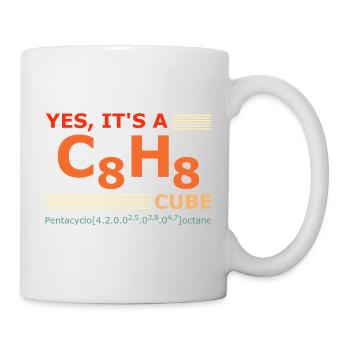 C8H8 Cubane – Yes it's a Cube retro Chemie - Mug blanc - blanc - Droite