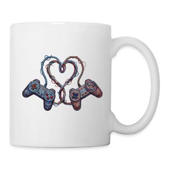 Gamer love in embroidered look (printed) - Mug - white - Right