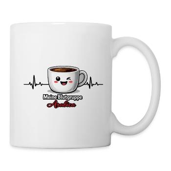 Meine Blutgruppe Arabica-Kaffeetrinker Spruch - Tasse - Weiß - Rechts