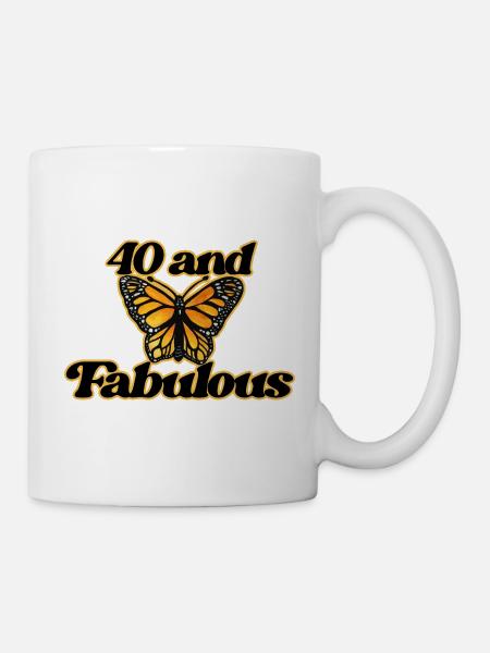 Vierzig und Fabelhafter Schmetterling - Tasse - Weiß