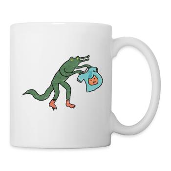 Kroko_mit_shirt - Tasse - Weiß - Rechts