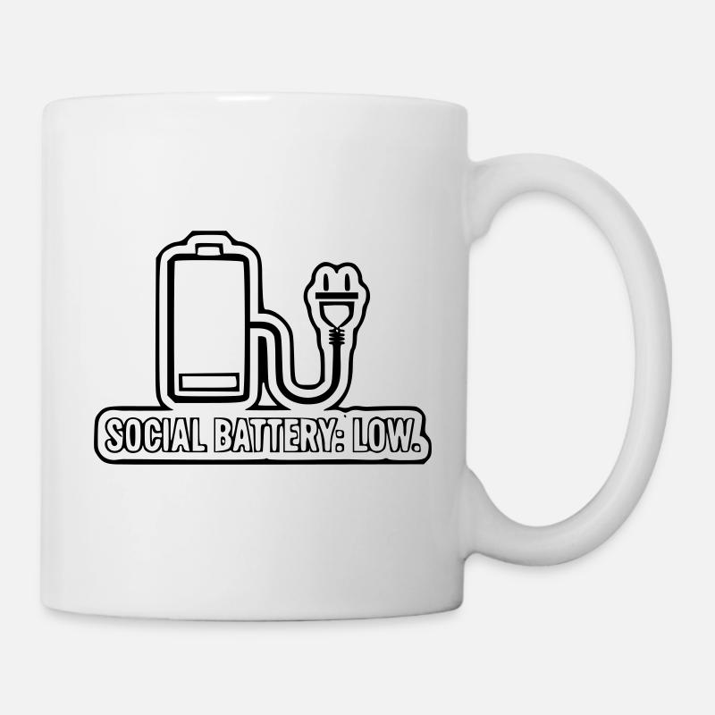 Social Batterie: Low - Tasse - Weiß