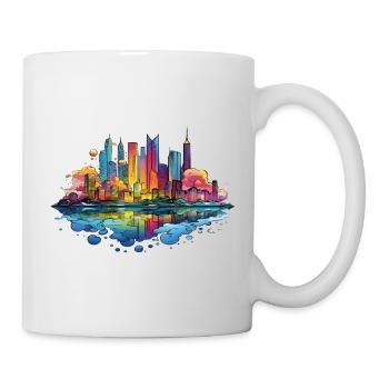 Bunte Skyline Reflektion - Tasse - Weiß - Rechts