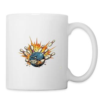 La boule de bowling en colère frappe les quilles - T-shirt de bowling - Mug blanc - blanc - Droite