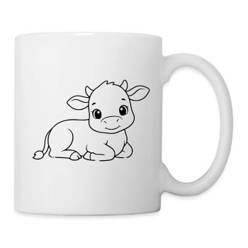 Lying Calf Cow Baby Outline - Mug - white - Right