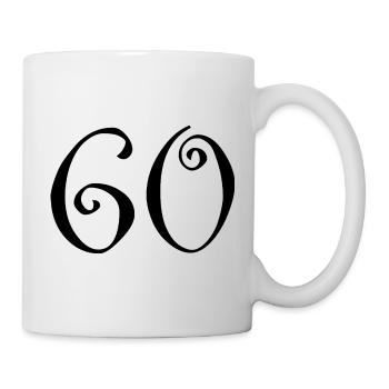 60. 60 JAHRE. 60-JÄHRIGES JUBILÄUM. 60. GEBURTSTAG. - Tasse - Weiß - Rechts