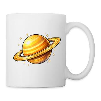 Saturn with glowing rings - Mug - white - Right