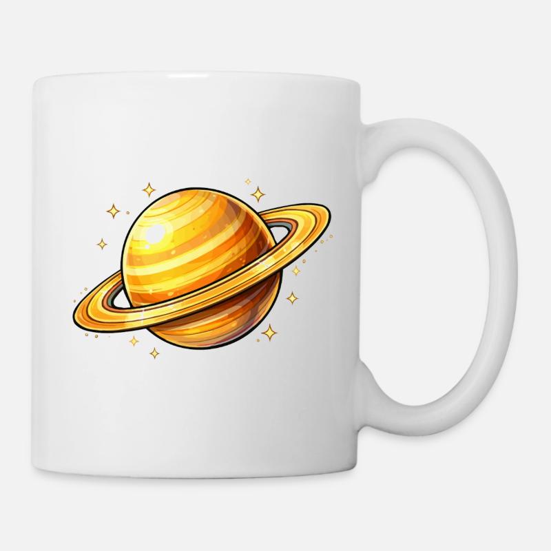 Saturne avec des anneaux lumineux - Mug blanc - blanc