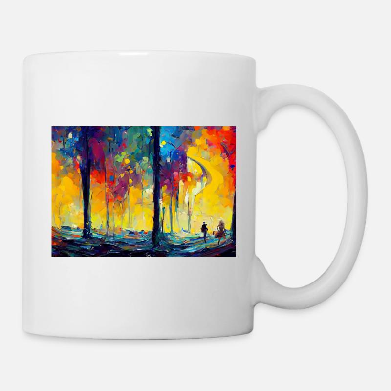 Nuit au clair de lune dans la Forêt des Couleurs - Mug blanc - blanc