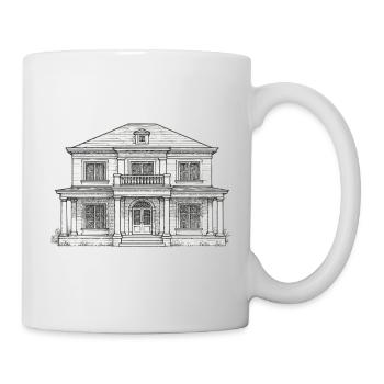 Klassisches Vorderhaus Linienzeichnung - Tasse - Weiß - Rechts