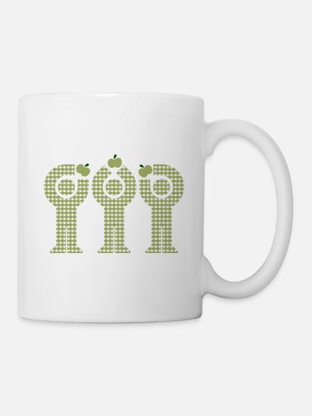 Green Gingham Minis Apple Figures - Mug - white