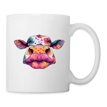 Bunte Kuh Pop Art - Tasse - Weiß - Rechts