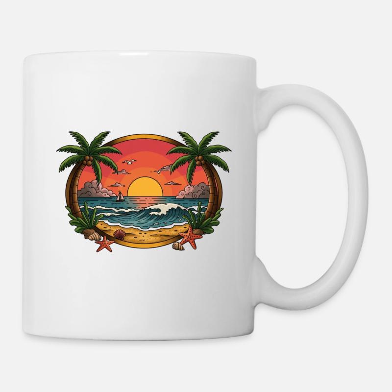 Cercle d’onde du coucher de soleil tropical - Mug blanc - blanc