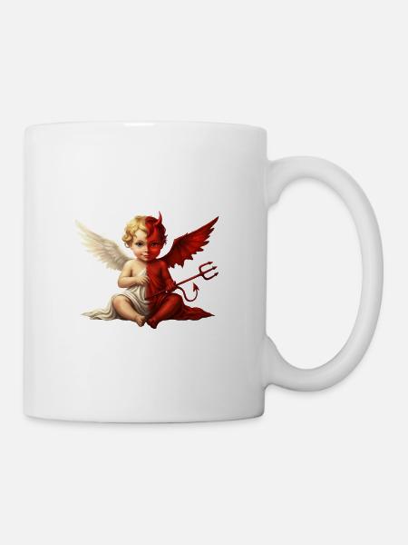 Double Ange Chérubin Démon - Mug blanc - blanc