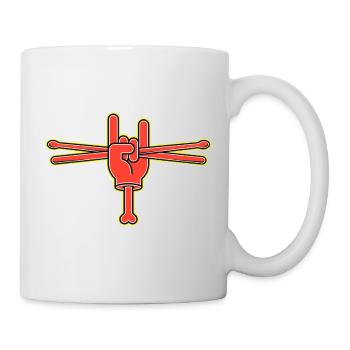 Cartoon Hand With Drumsticks - Mug - white - Right